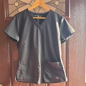 Grey's Anatomy Aubry Vneck Black  Medical Scrub Top Size M